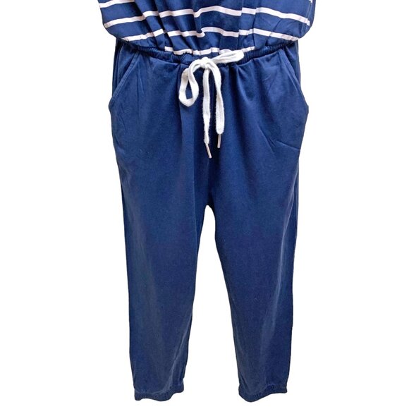Zoe Karssen Navy Blue Striped Drawstring Jogger Jumpsuit - Picture 5 of 10